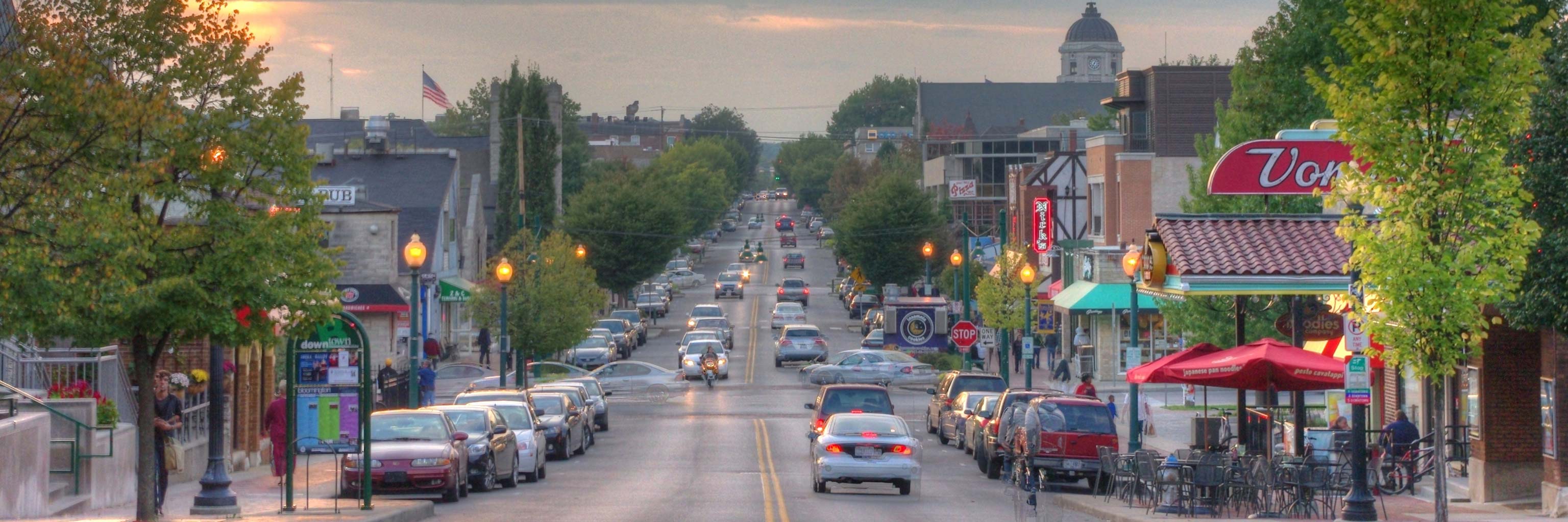 Street view of downtown Bloomington